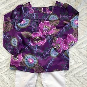 GAP Purple Print Silken Blouse Sz 3T